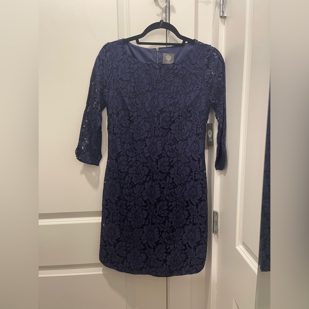 Vince Camuto Deep Blue Floral Lace Dress